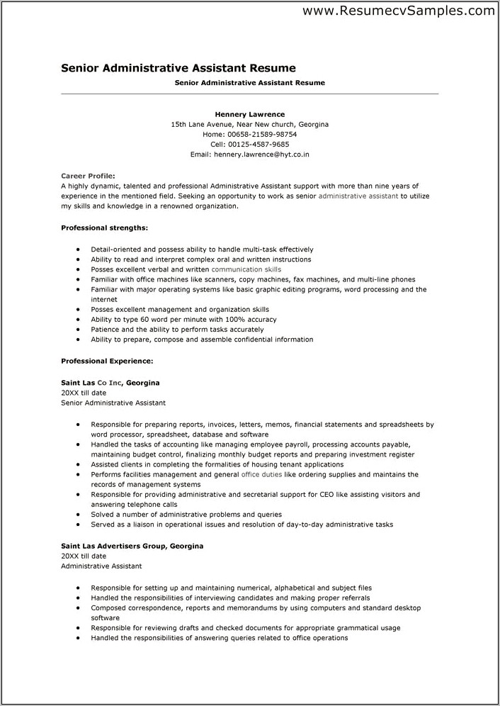 Sample Resume Skills For Office Assistant