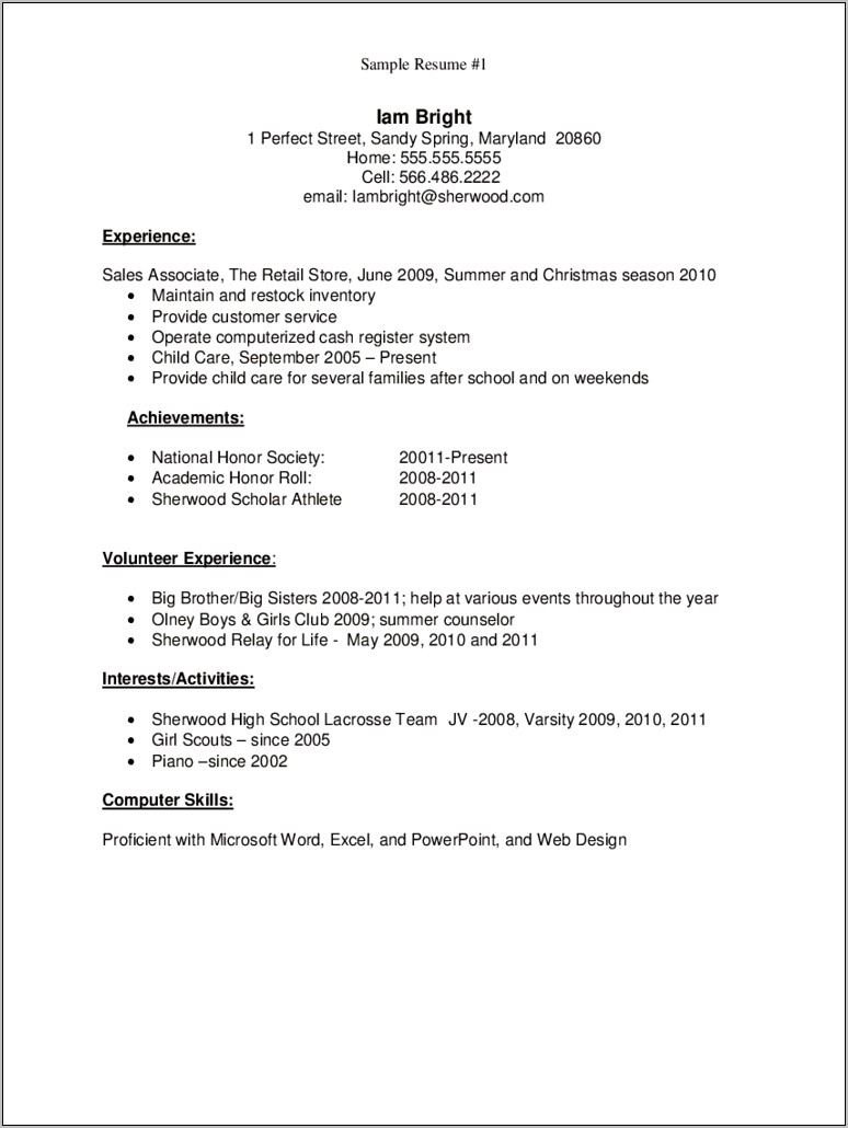 resume template first job high school