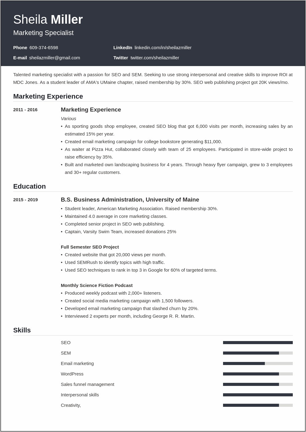 Sample Resumes For College Students Summer Job
