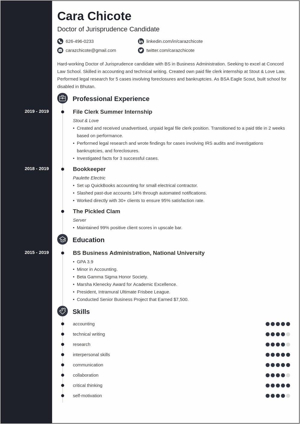 Santa Clara Law School Resume Template