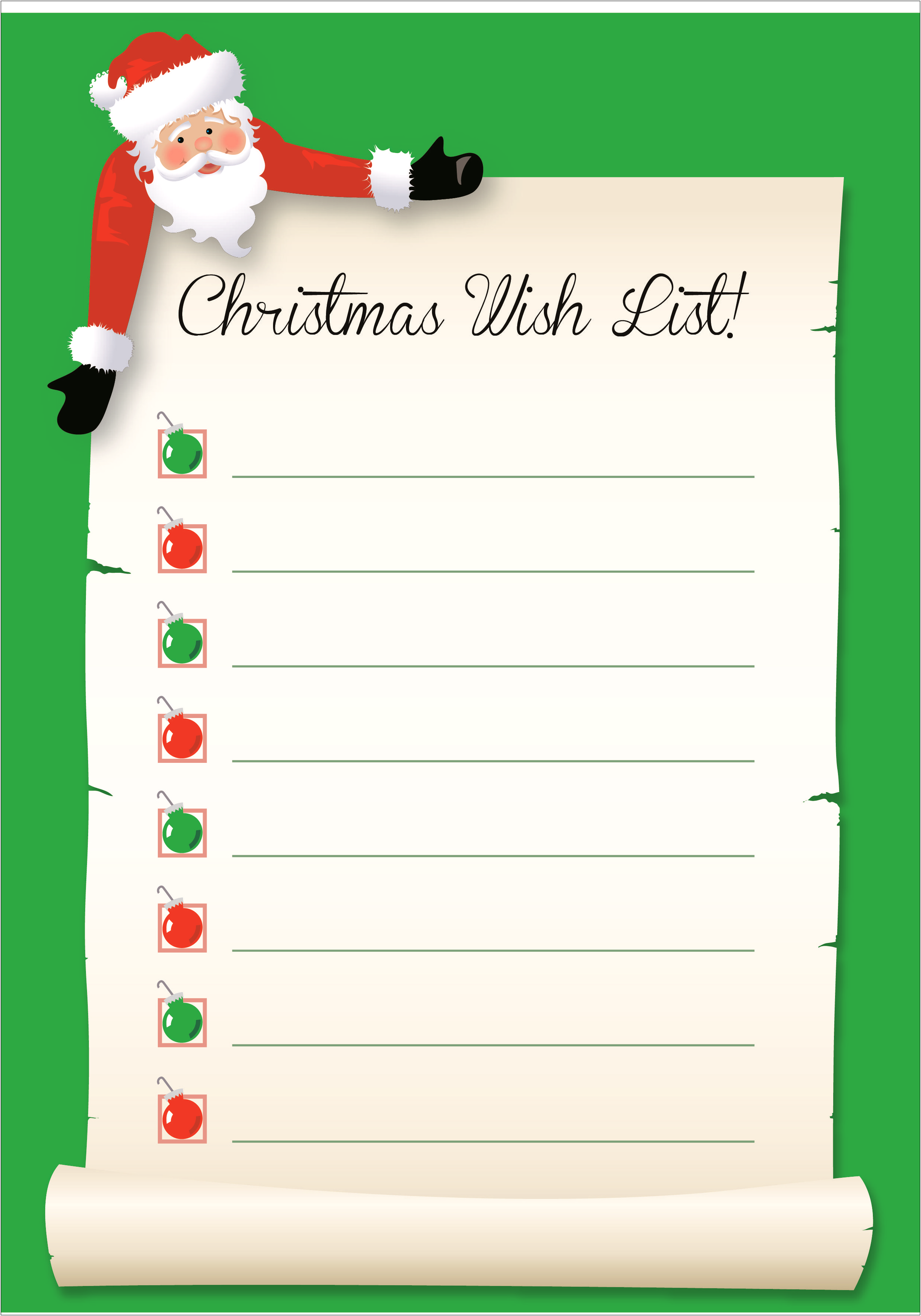 Santa Wish List Template Free Printable