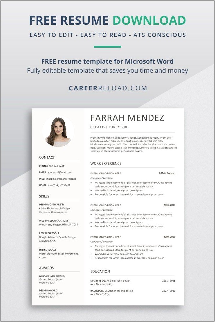 Santiago Resume Template Free Download Microsoft