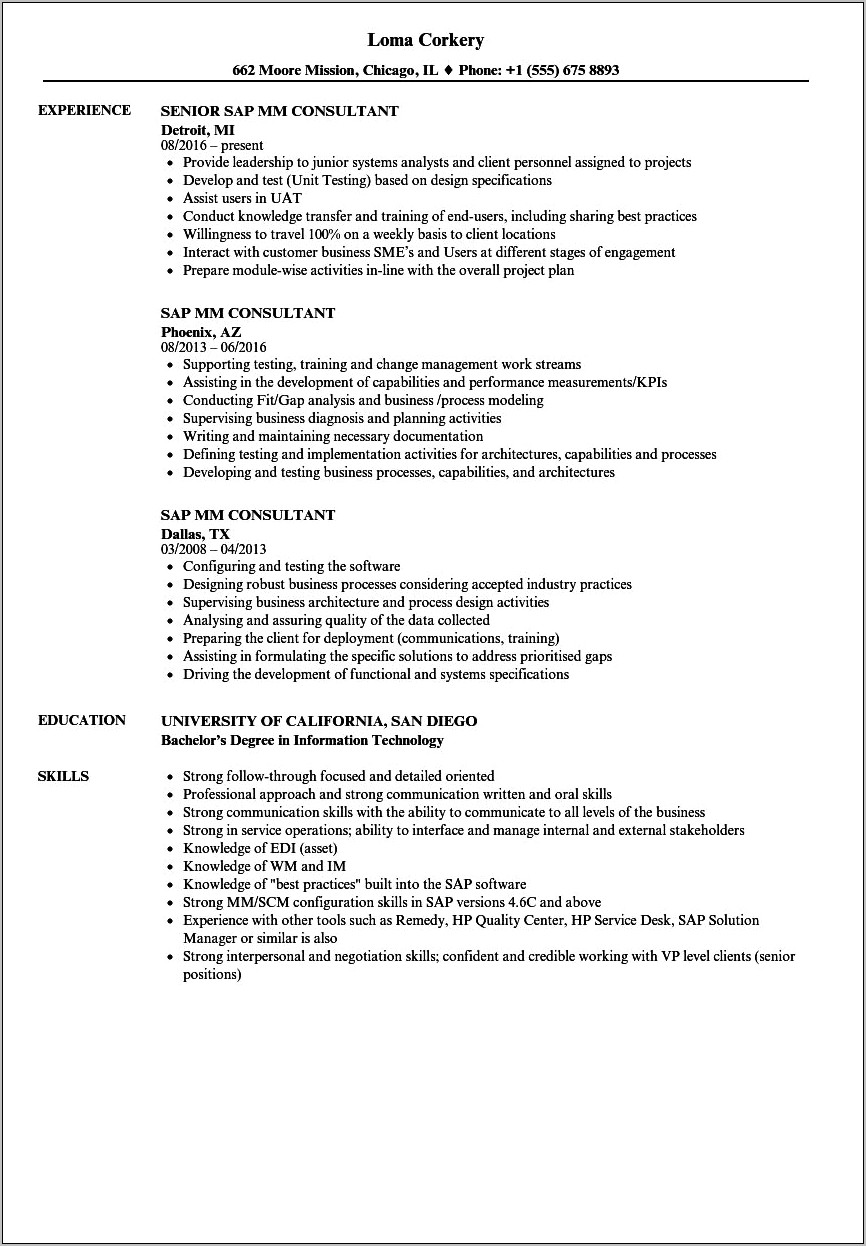 Sap Basis Consultant Resume For 2 Years Experience