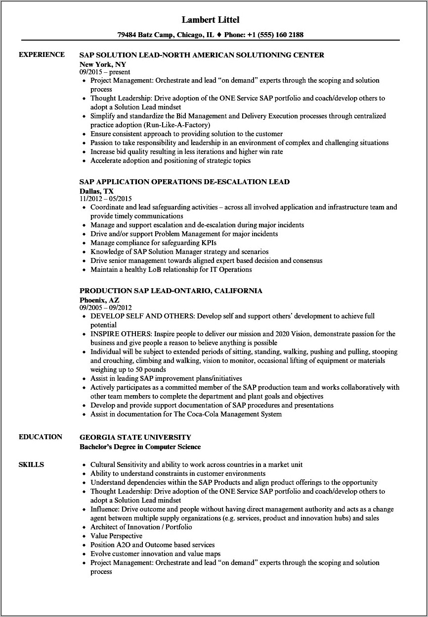 Sap Basis Resume 10 Years Experience