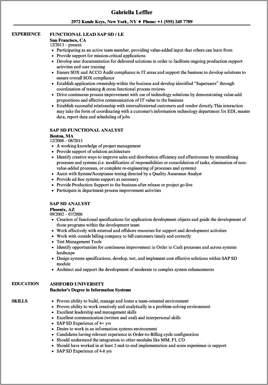 Sap Mm Resume 8 Years Experience