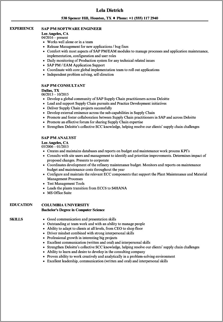 Sap Mm Sample Resume For 2 Years Experience