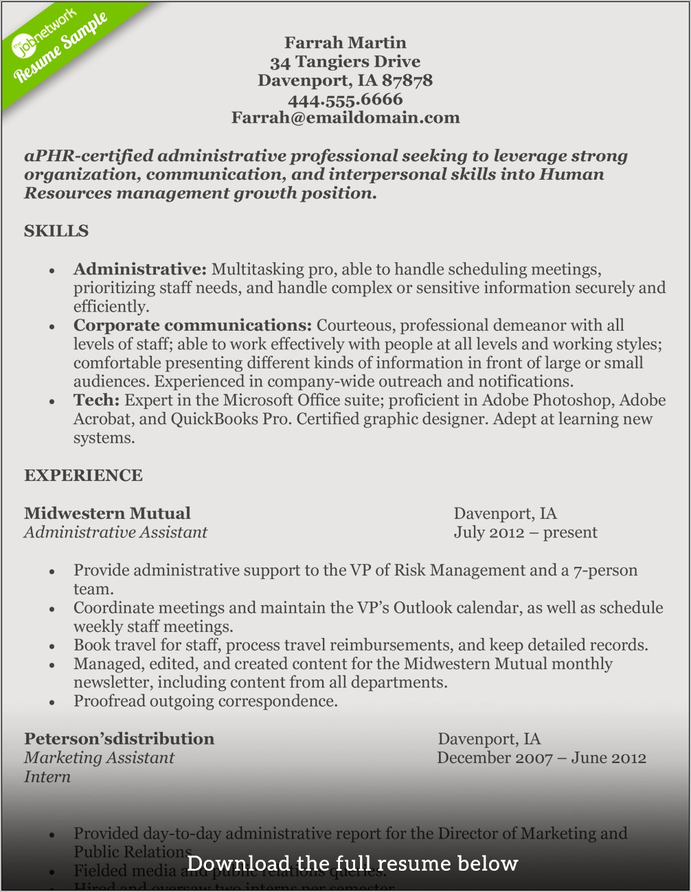 Senior Human Resources Manager Resume Sample