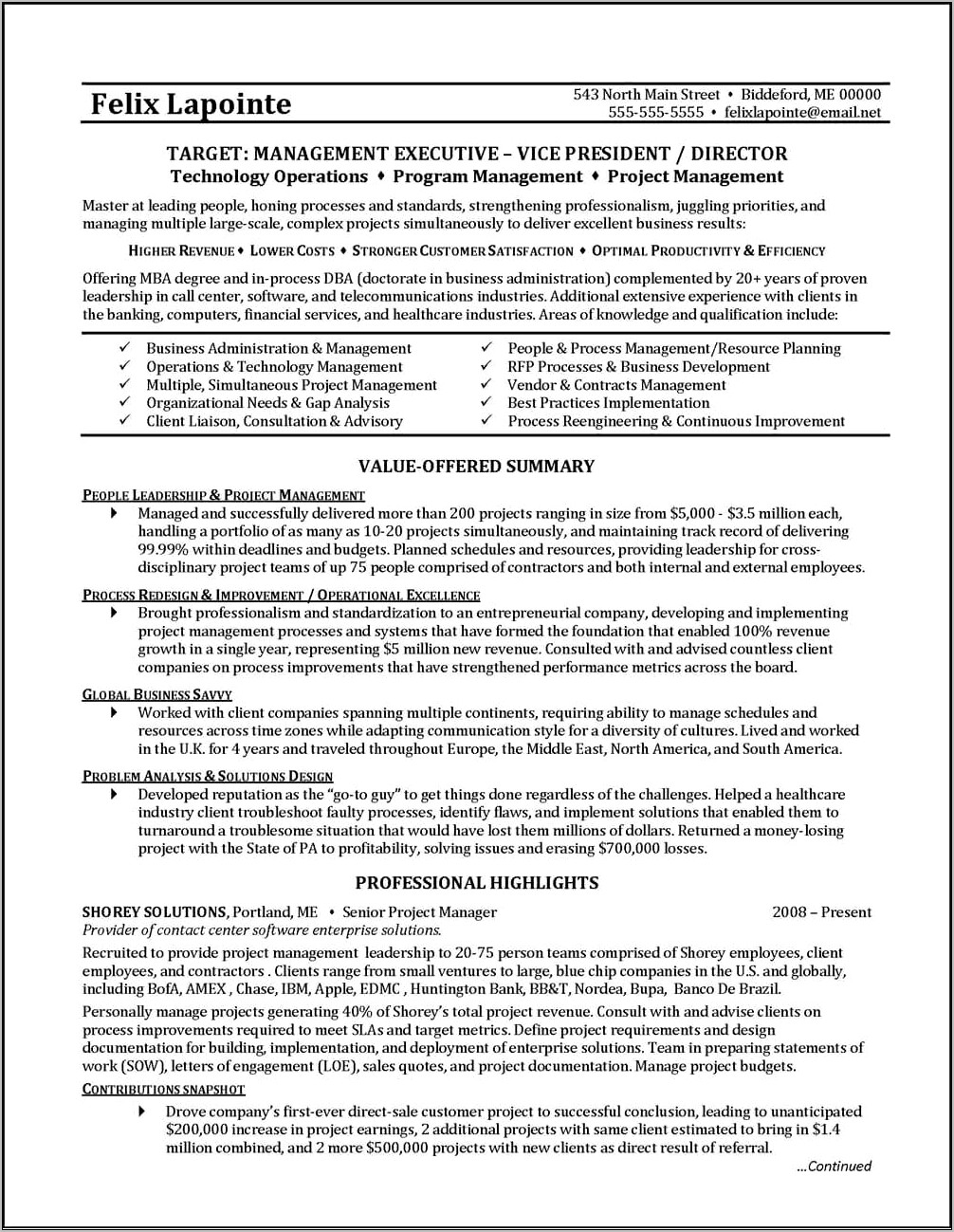 Senior Program Manager Resume Sample Doc