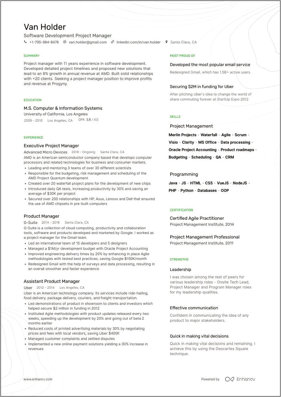 Senior Project Manager Job Description Resume