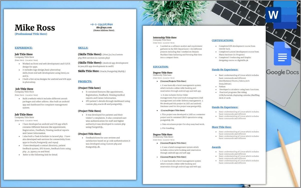 Should You Use Google Docs Resume Templates Resume Example Gallery