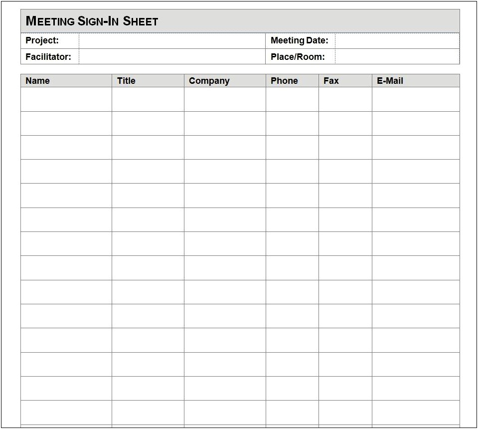 Sign In Sheet Template Word Free