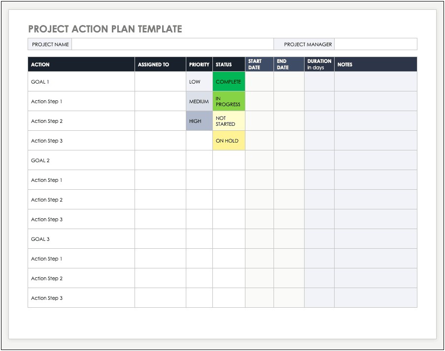 Simple Project Plan Template Free Download