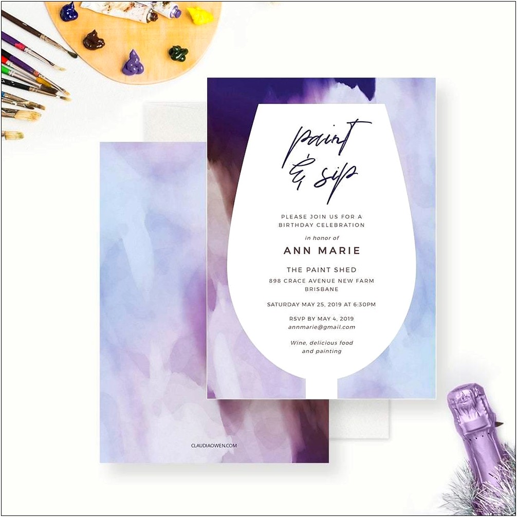 Sip And Paint Invitation Template Free Resume Example Gallery