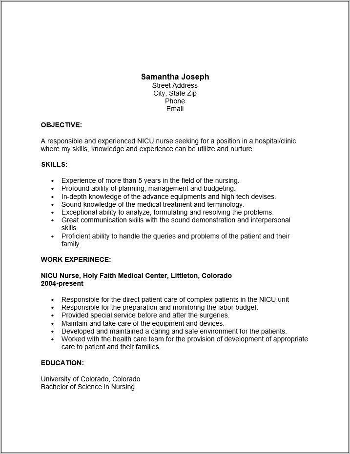 Skills And Abilities For A Nursing Resume