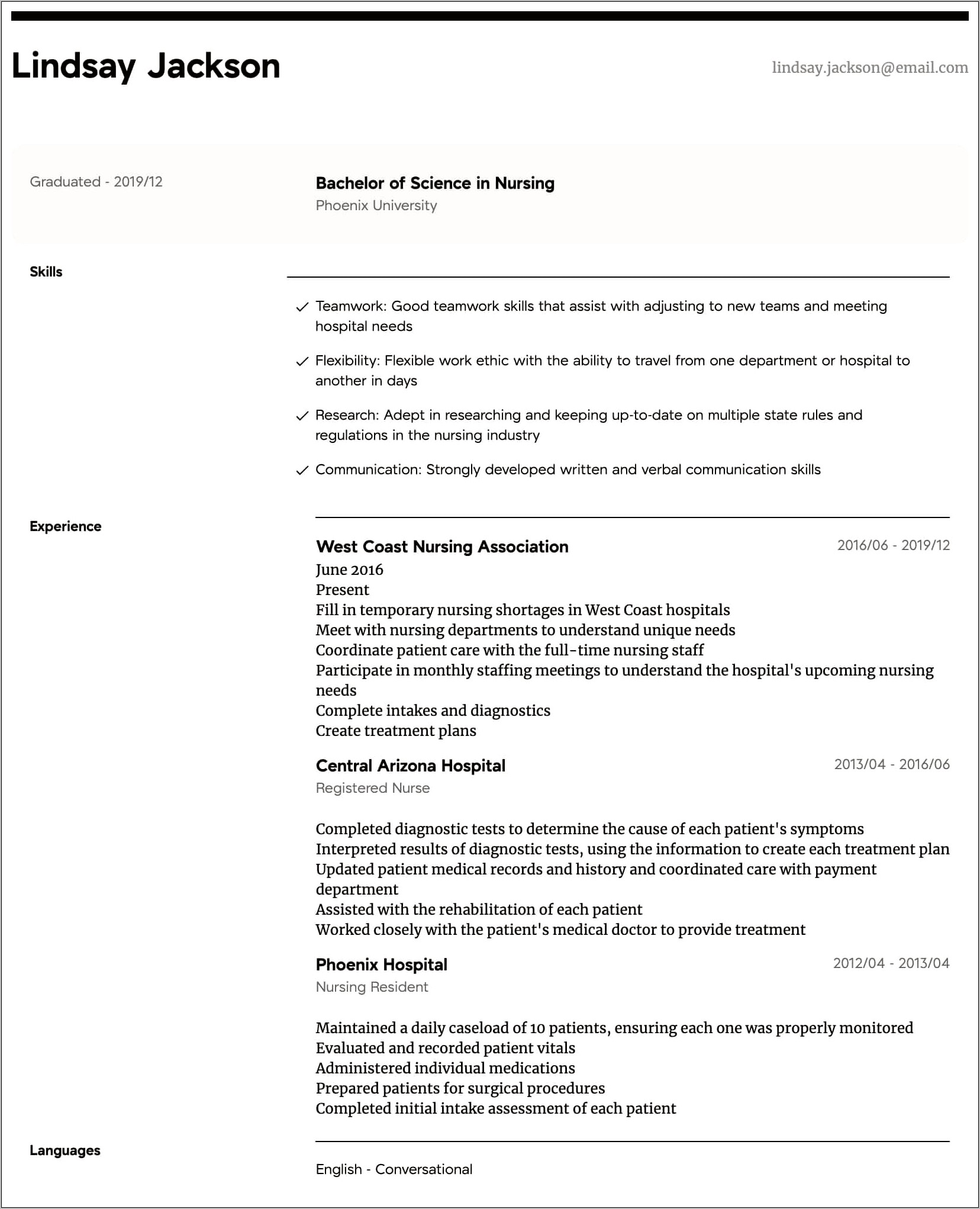 Skills And Abilities For Resume Nursing