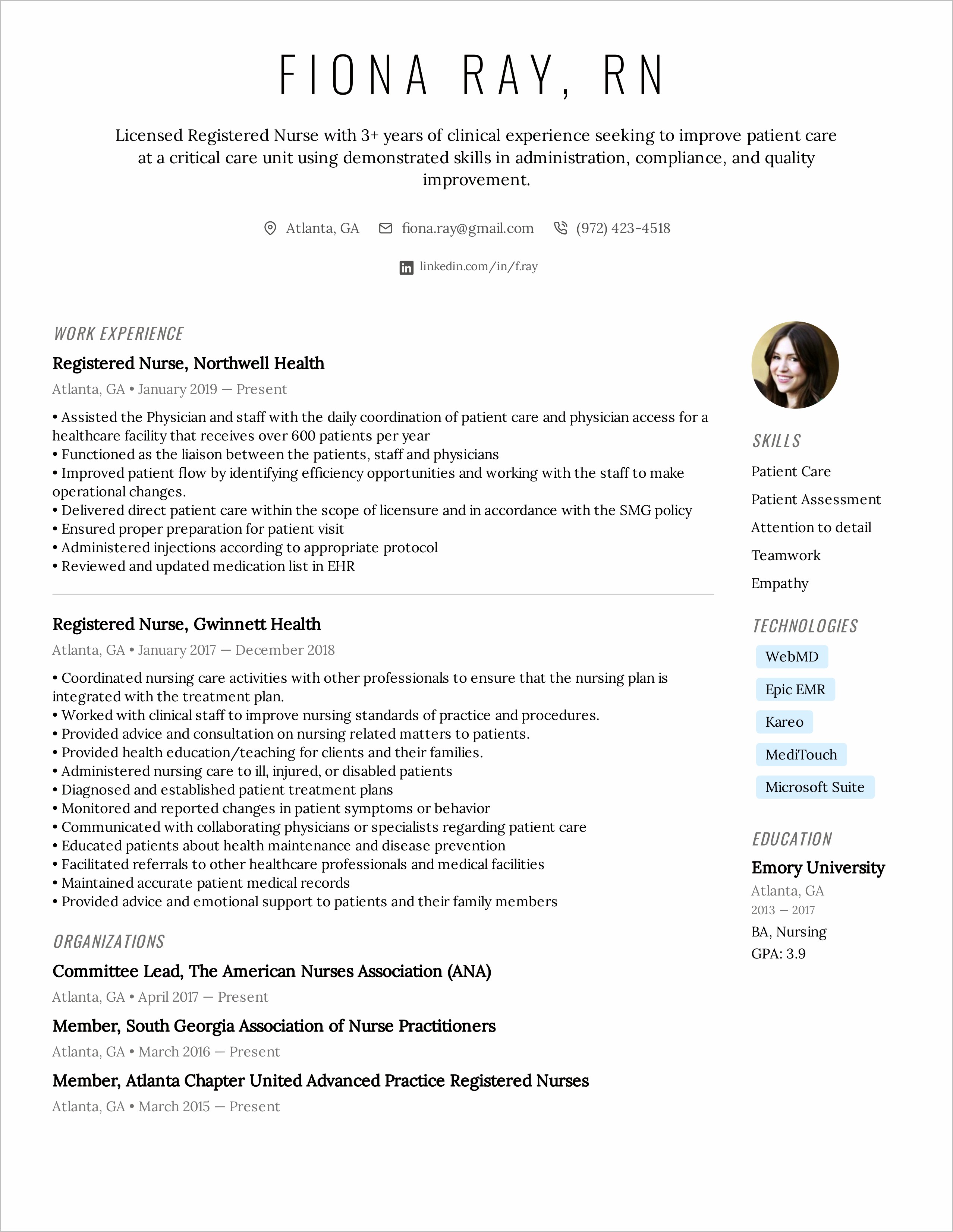 Skills And Abilities Of A Nurse Resume