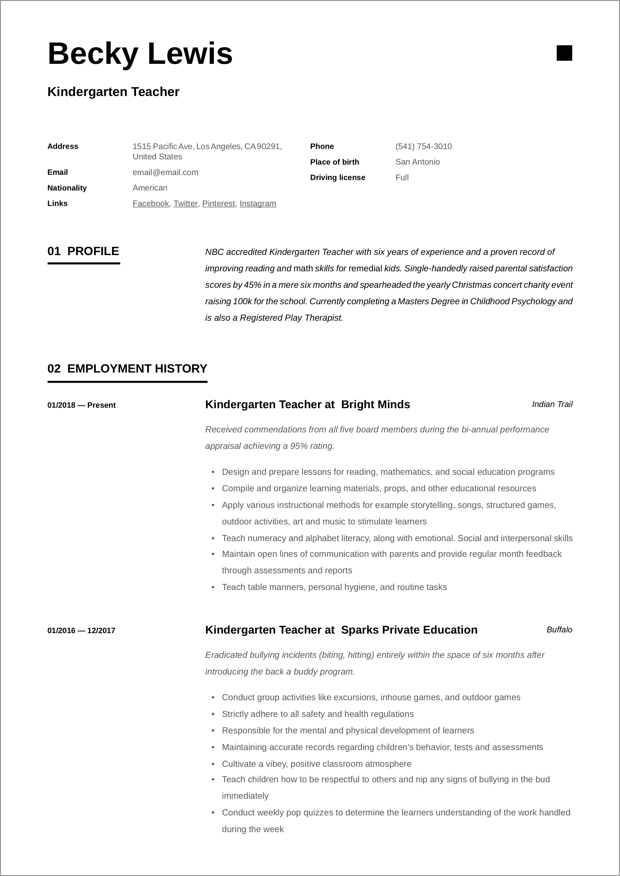 Skills And Abilities On A Resume For Teaching