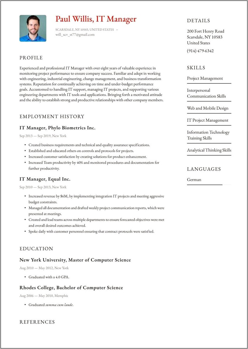 Skills For A Project Manager Resume
