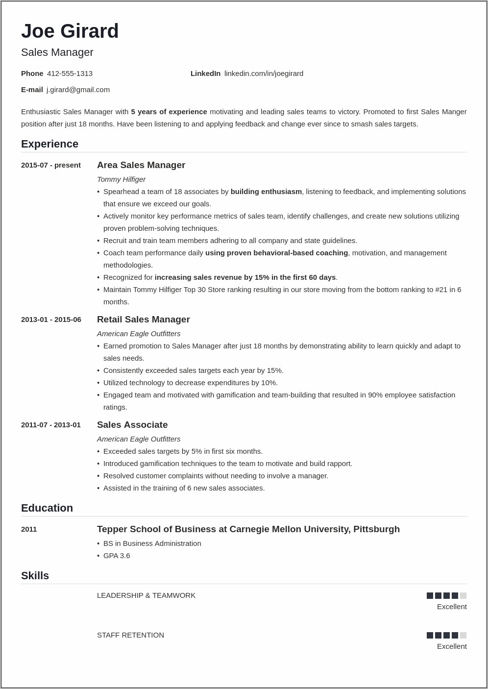 Skills For A Sales Manager Resume