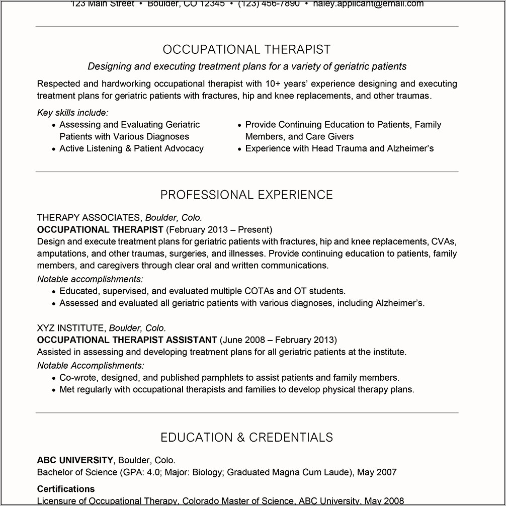 Skills For Physical Therapist Assistant Resume