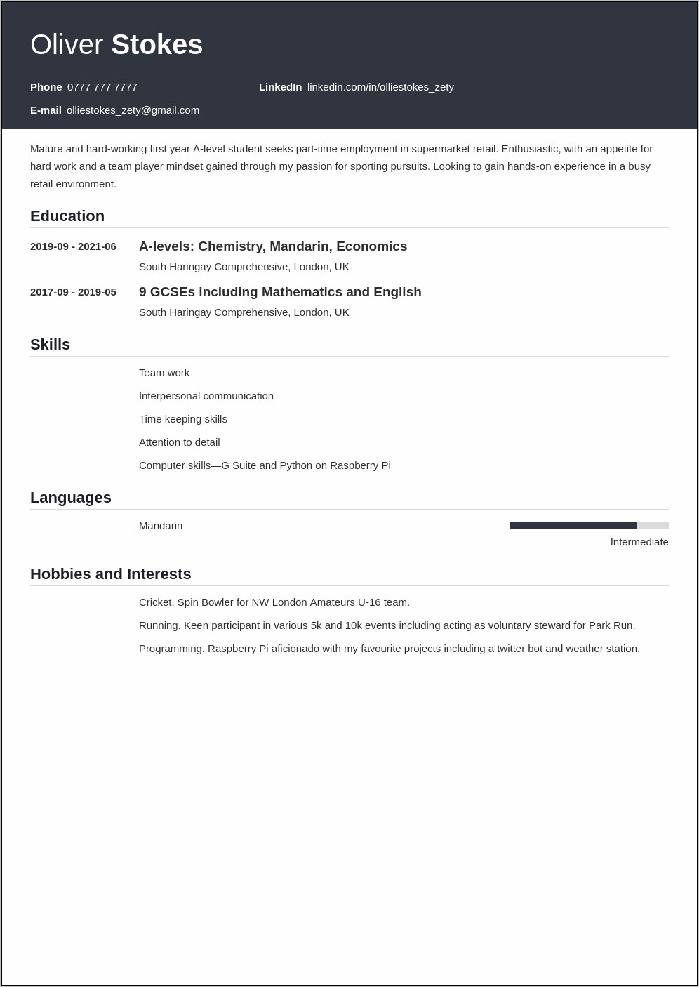 Skills For Resume For 16 Year Old