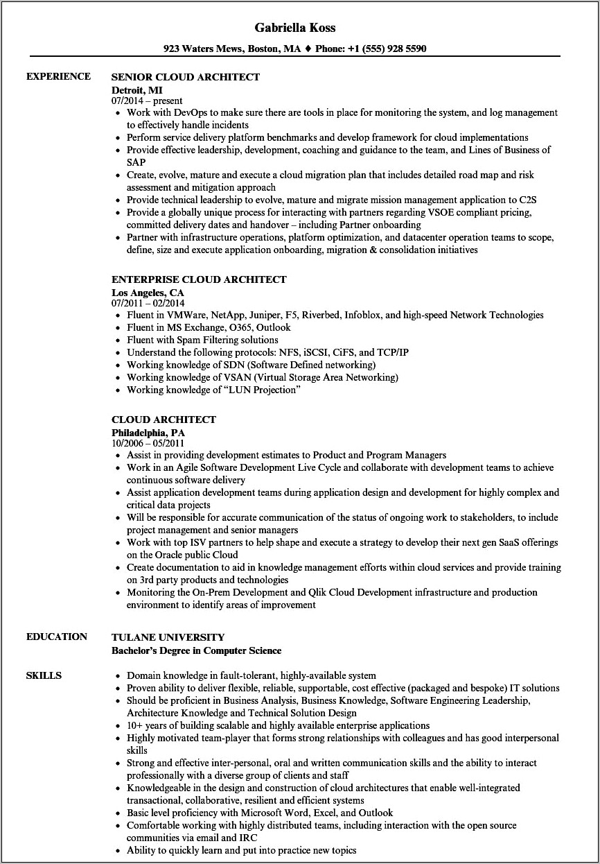 Skills Heading On Resume For Architecture