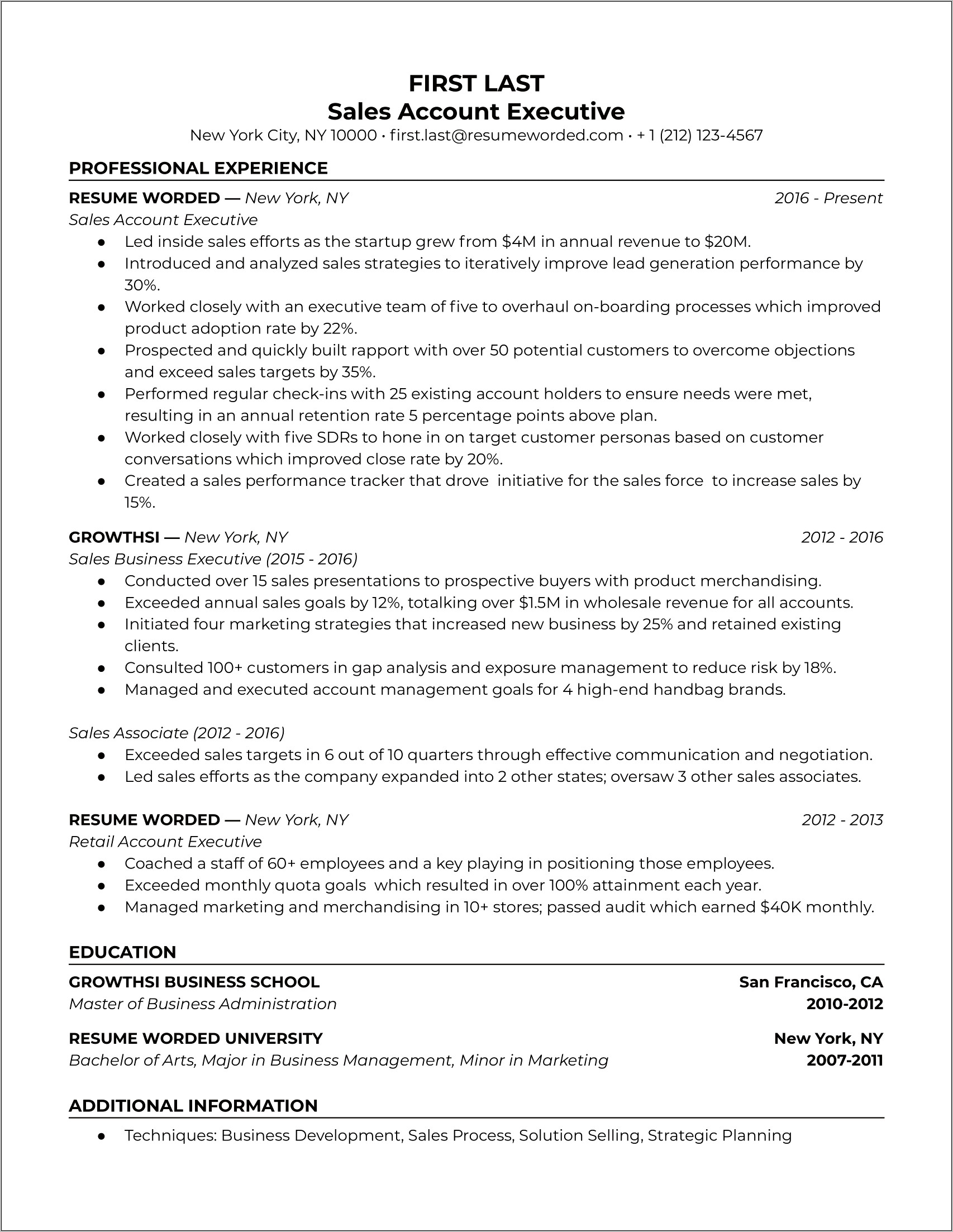 Skills In Resume For Sales Manager