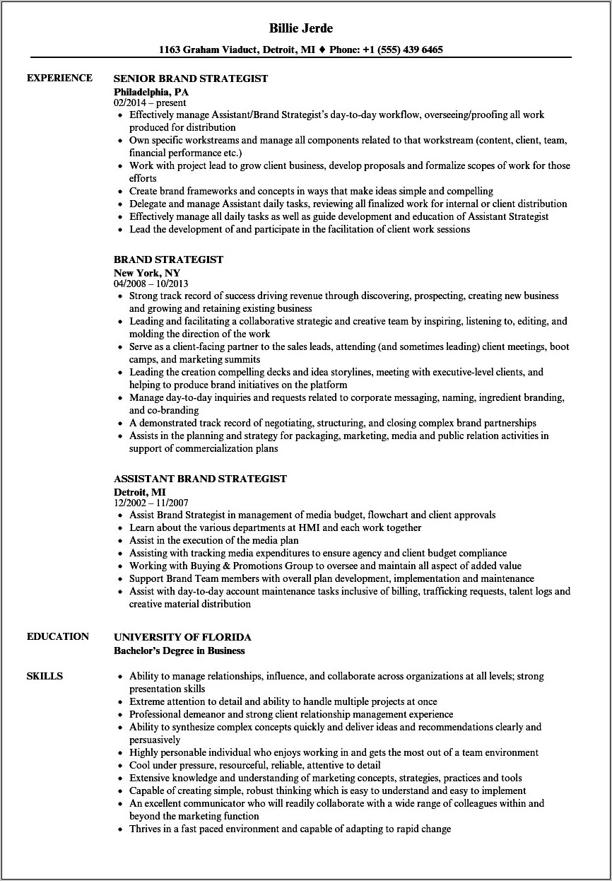 Skills Of Corporate Strategist On Resume