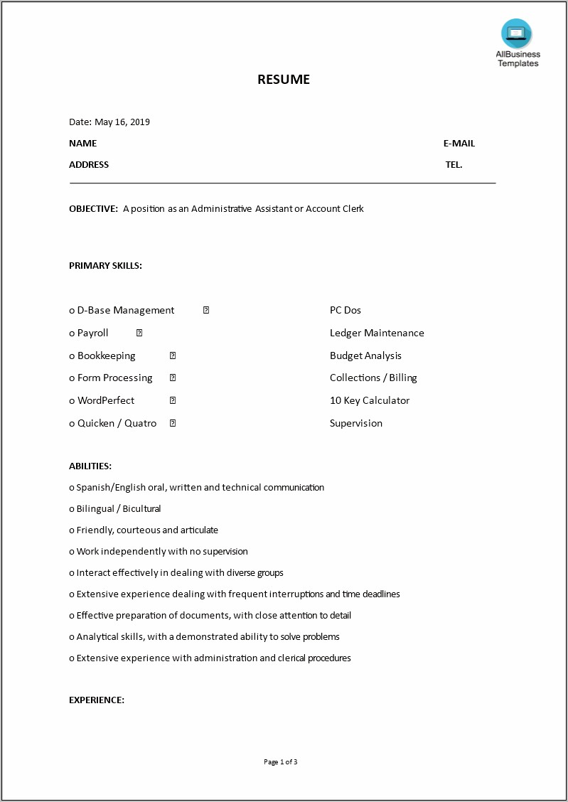 Skills On Resume For Office Assistant