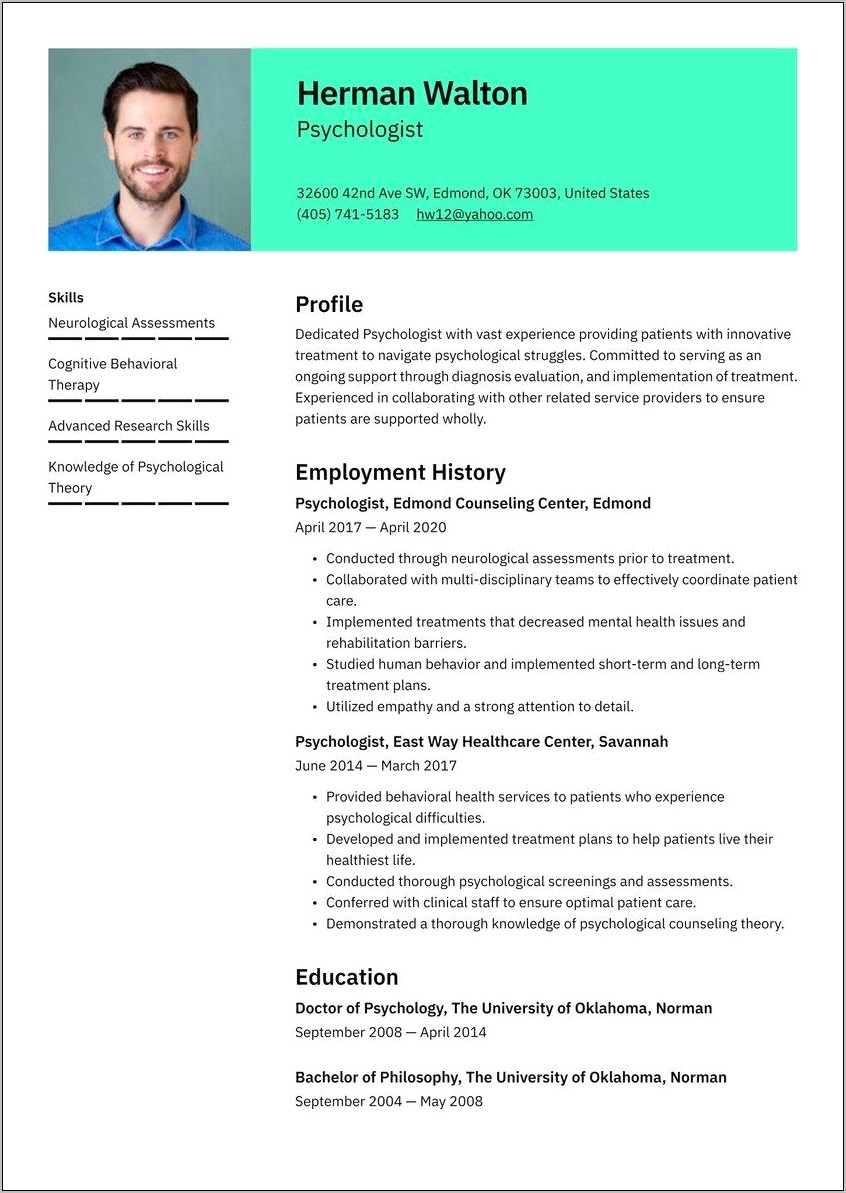 Skills Resume Examples Mental Health Counselors