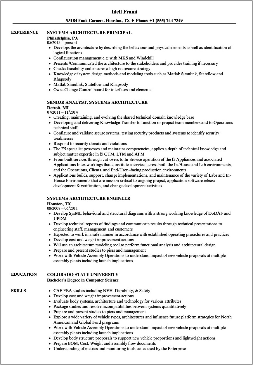 Skills Secti On Resume For Architecture