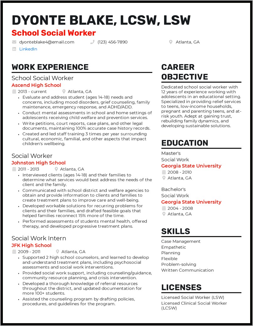 Skills To Include On Resume For Social Work