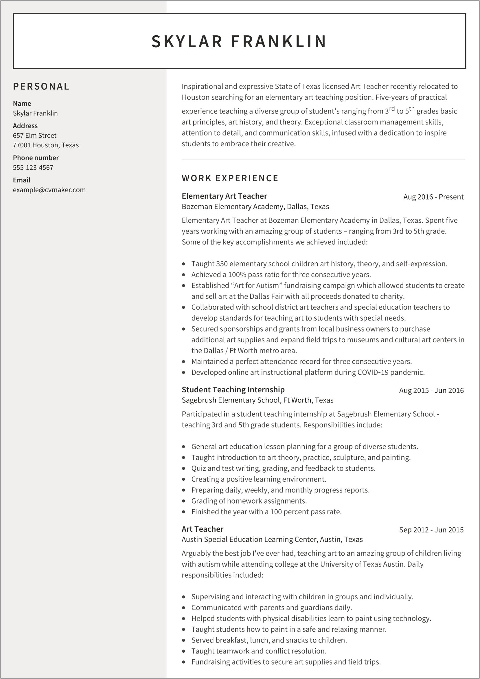 Skills To Include On Resume For Teacher