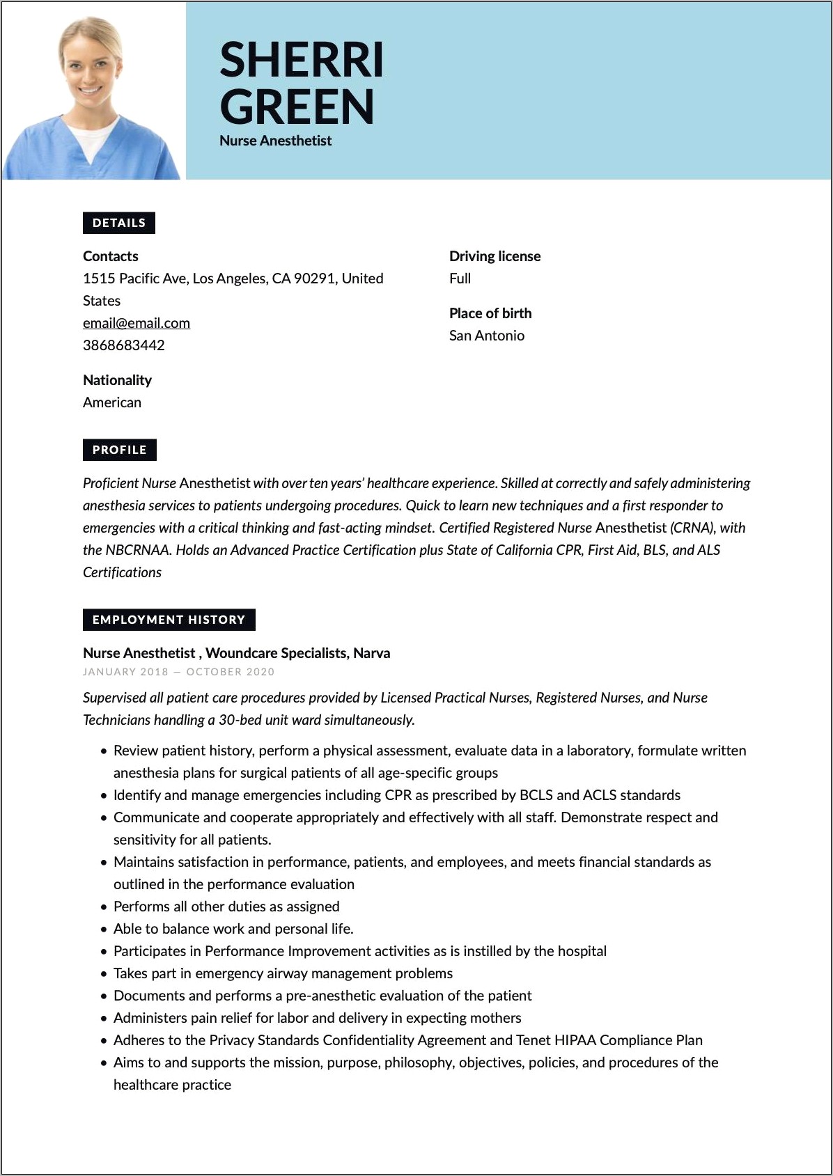 Skills To List On Crna Resume