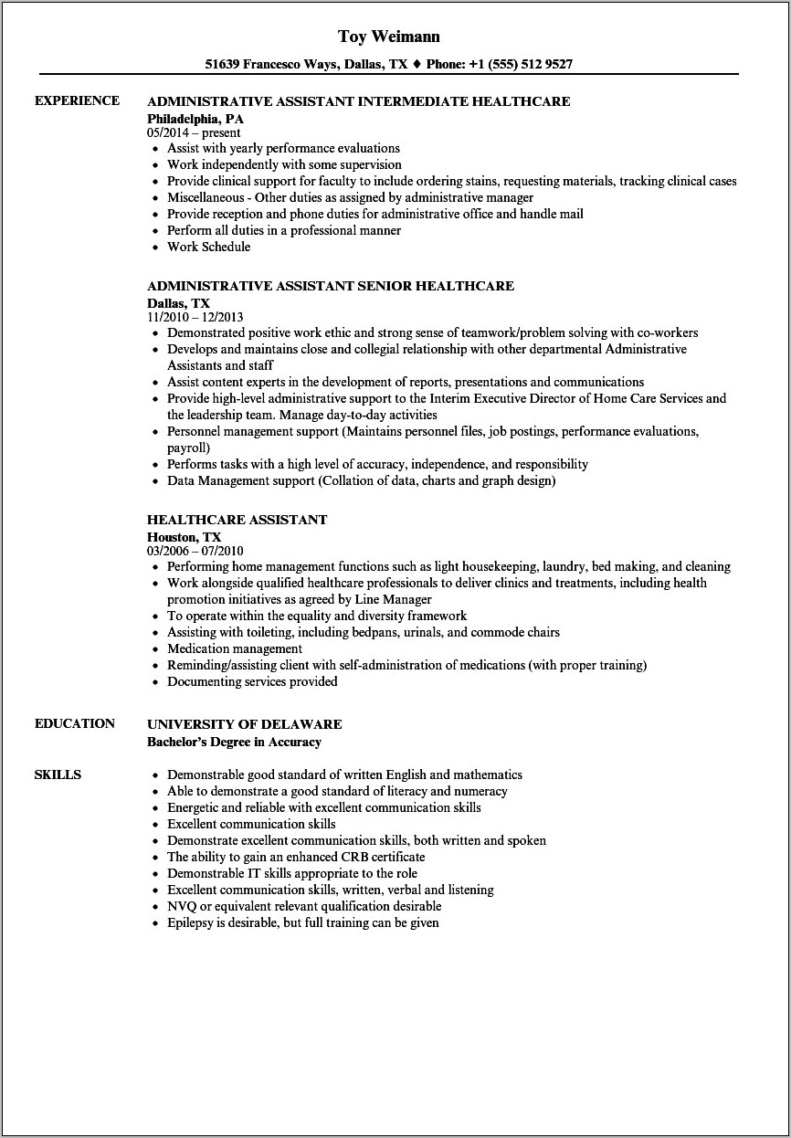 Skills To Put On A Healthcare Director Resume