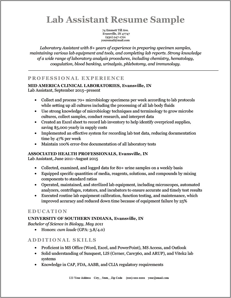 Skills To Put On A Reseach Technician Resume