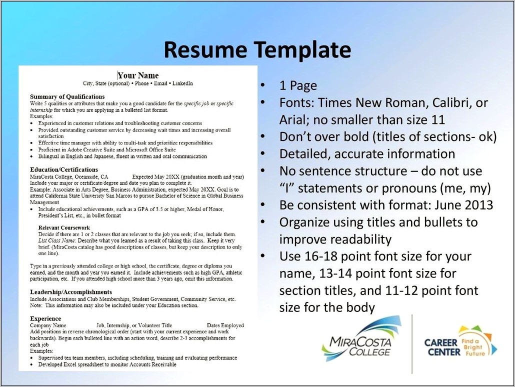 Smallest Font Size To Put On Resume - Resume Example Gallery