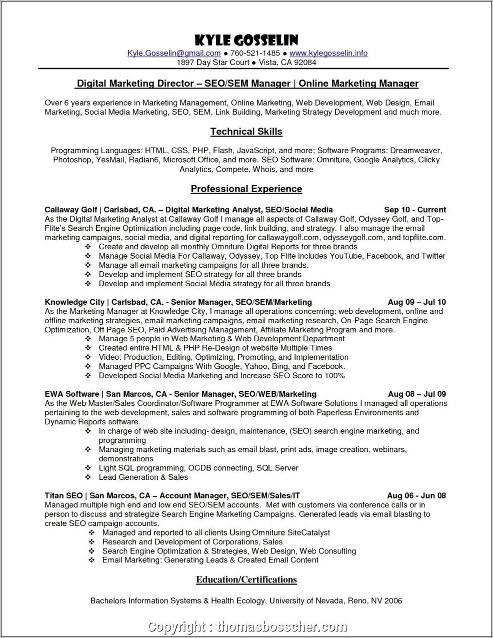 Social Media And Digital Marketer Resume Objective