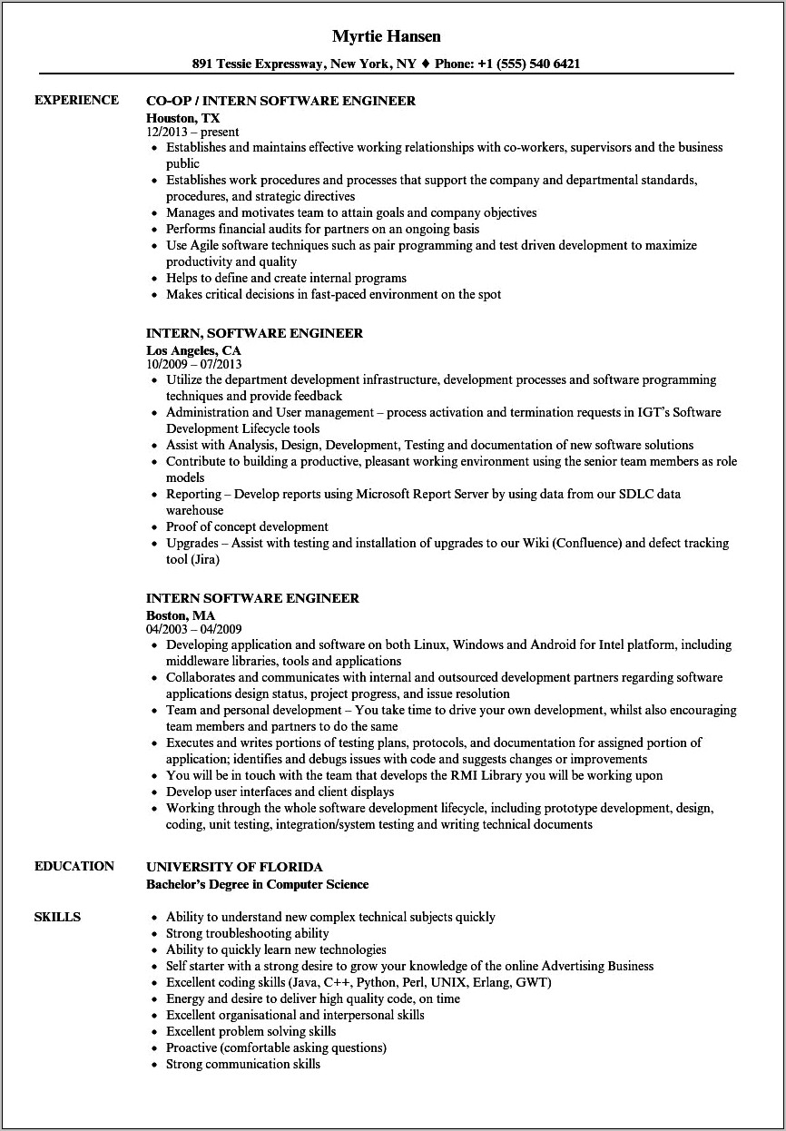 Software Internship Experience Put On Resume