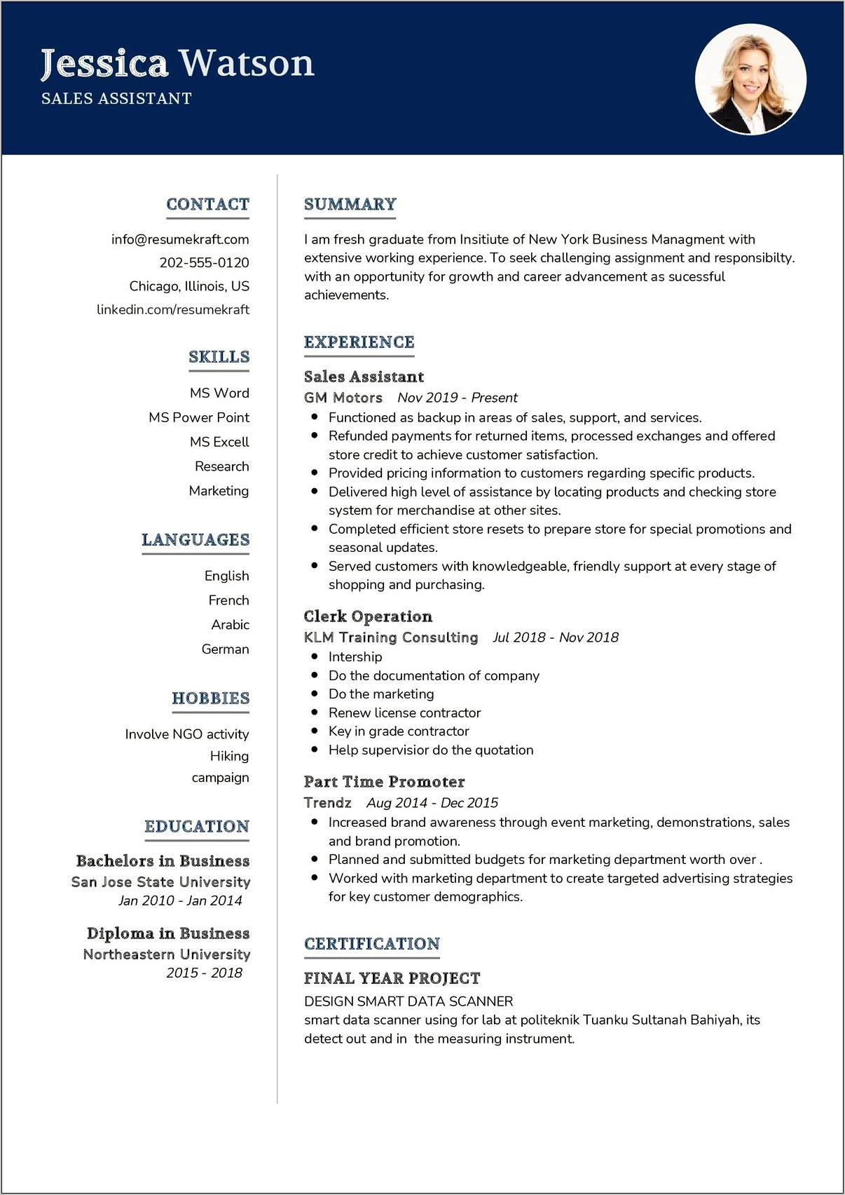 Special Skills On Resume For Sales Associate