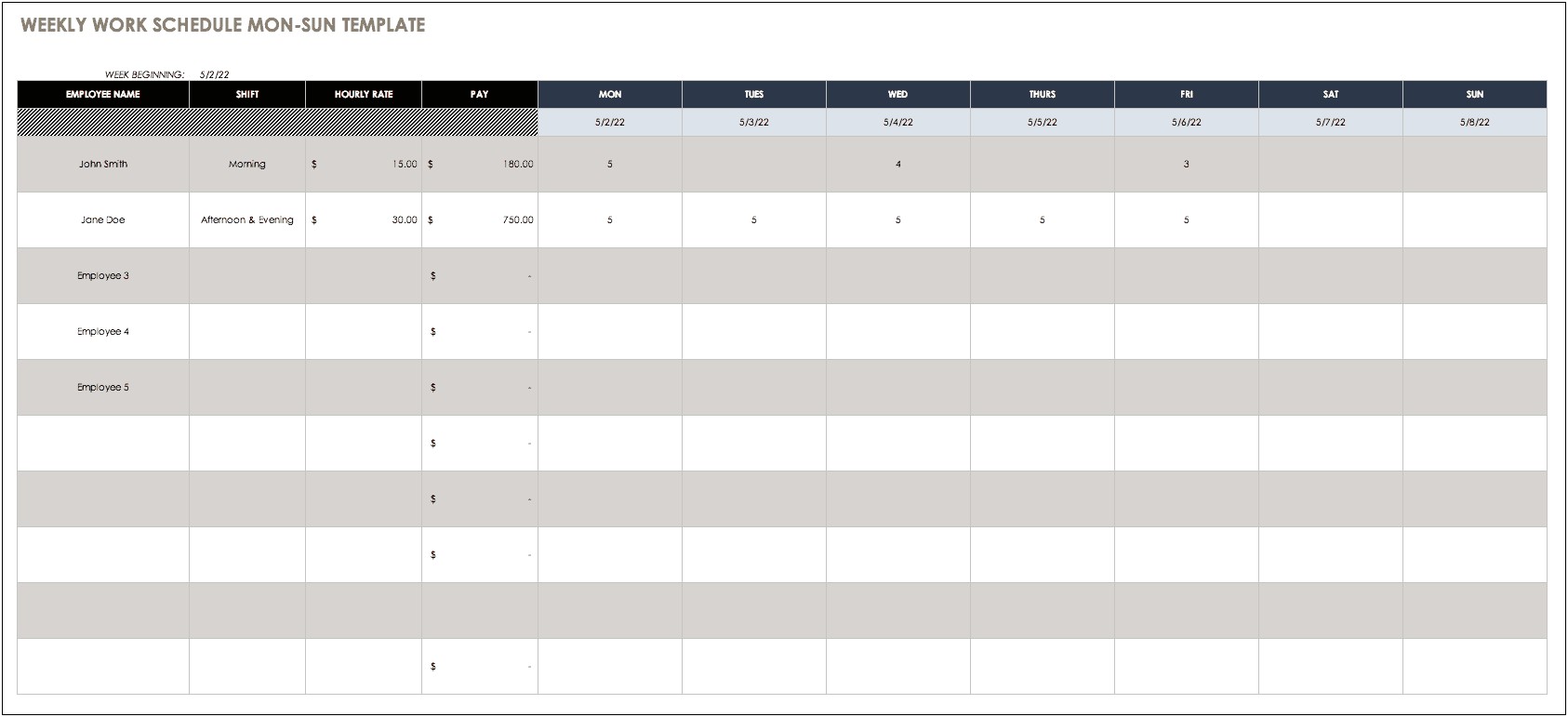 Staff Roster Template Excel Free Download