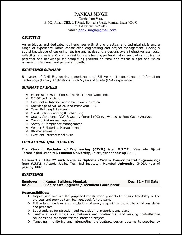 Stong Resume Summary For Project Coordinator