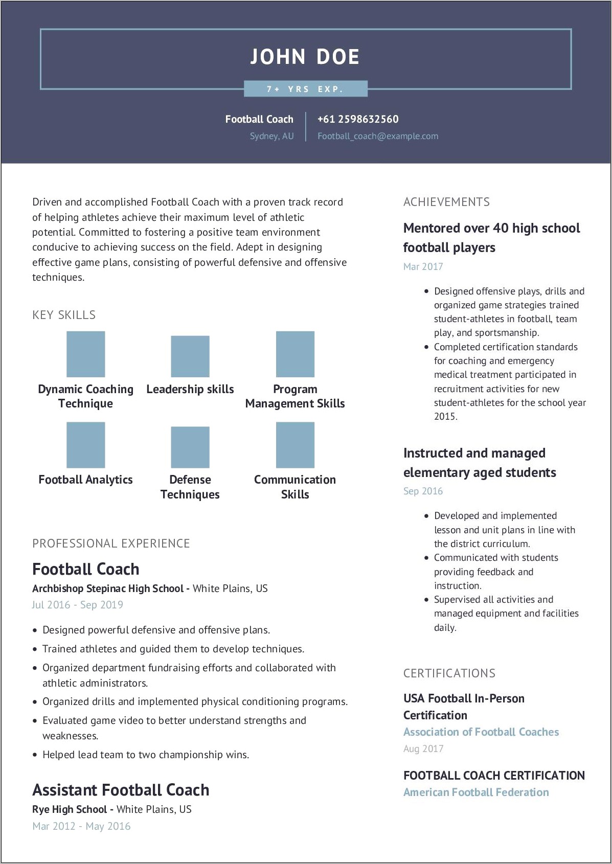 Strength And Conditioning Coach Resume Examples