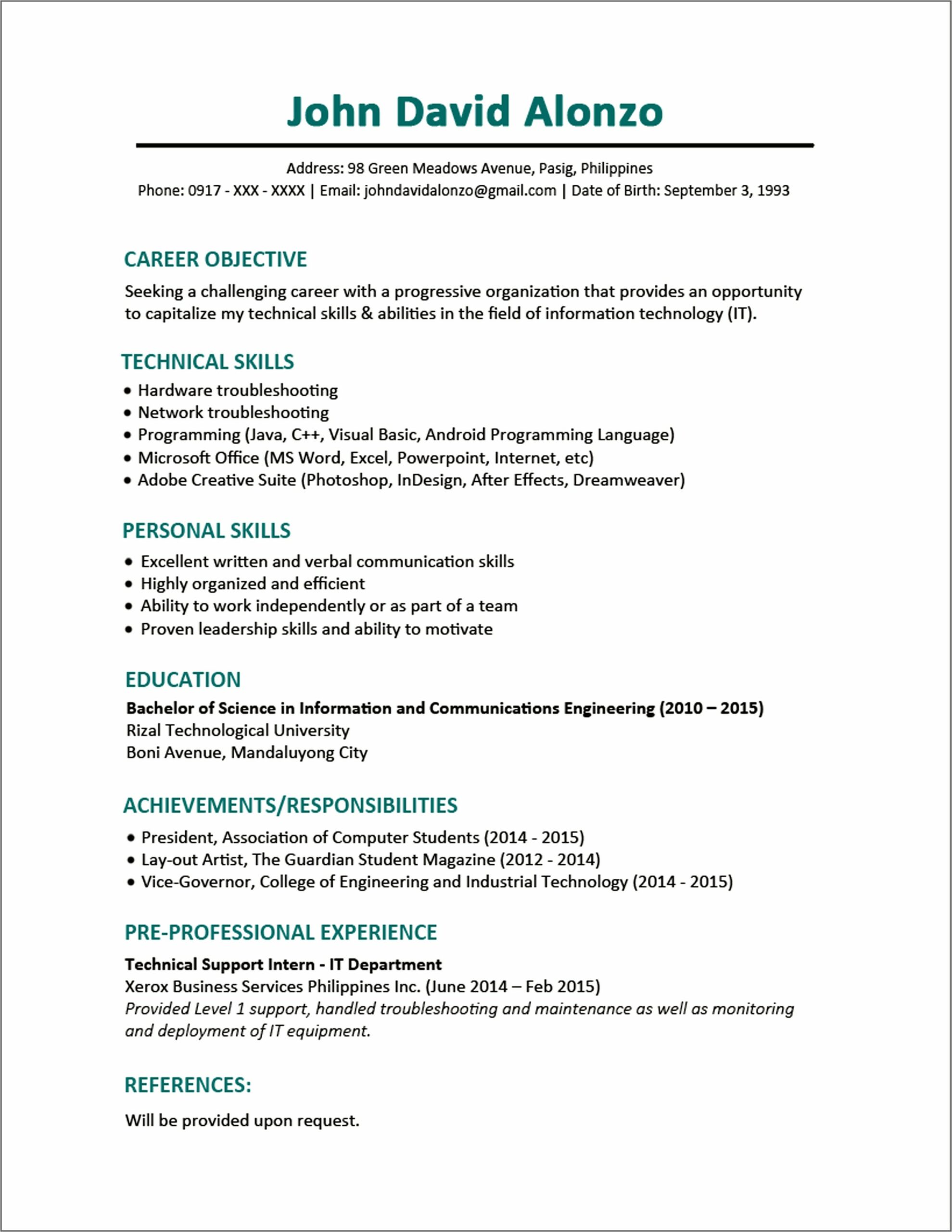 Student Objective For Enty Level Industrial Maintenance Resume