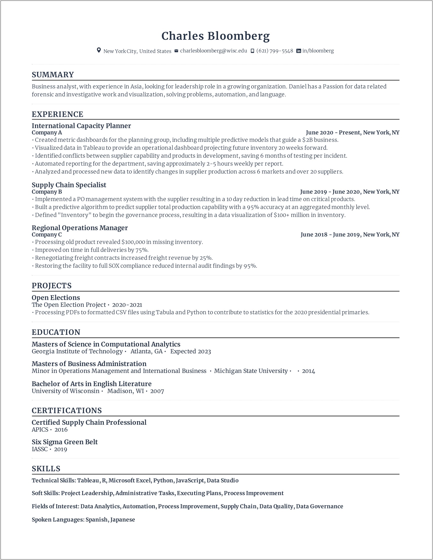 Supply And Asset Management Associate Resume