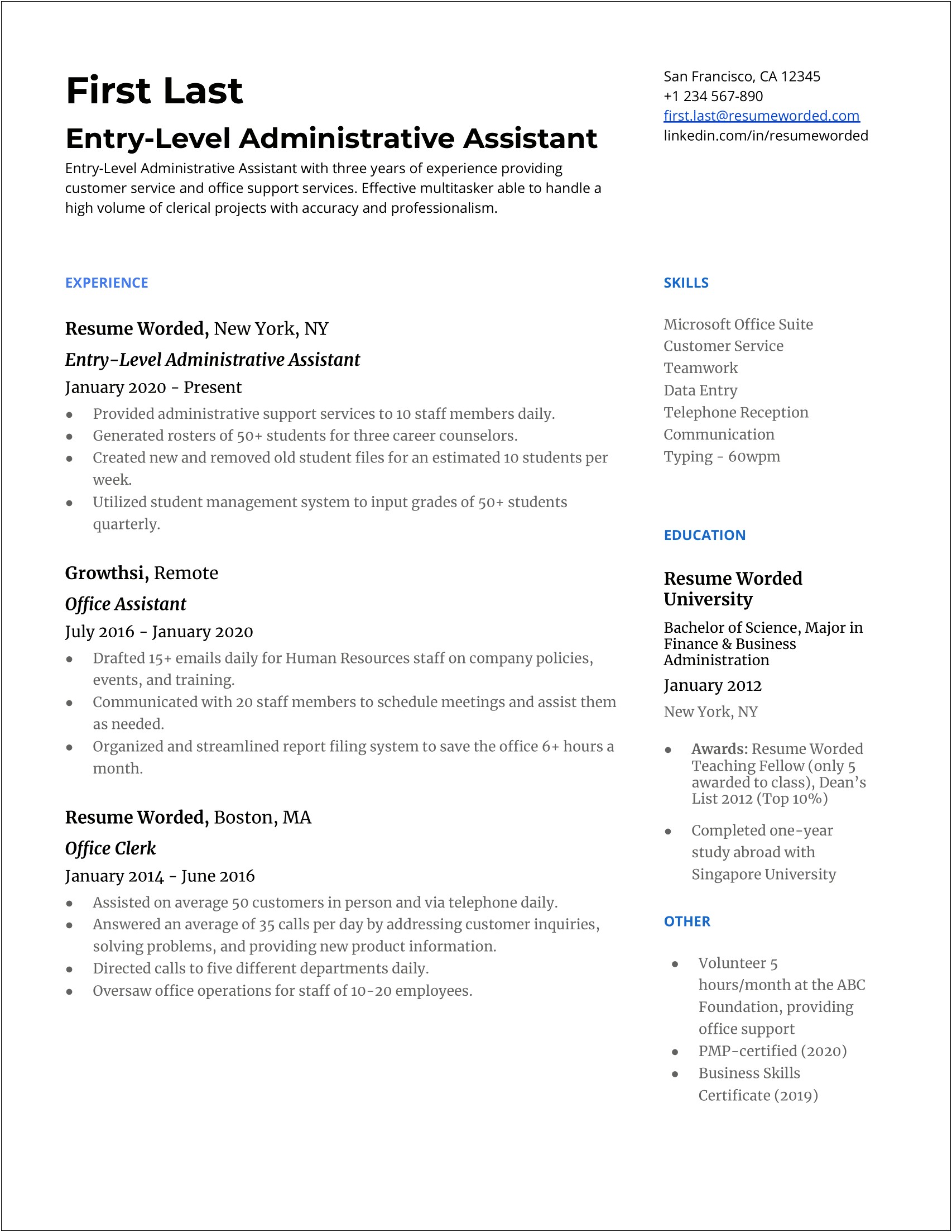 Teacher Resume For Administrative Assistant Job