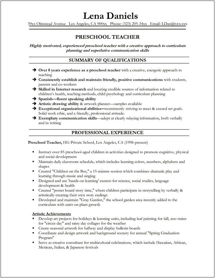 Teacher Skills To Include On Resume