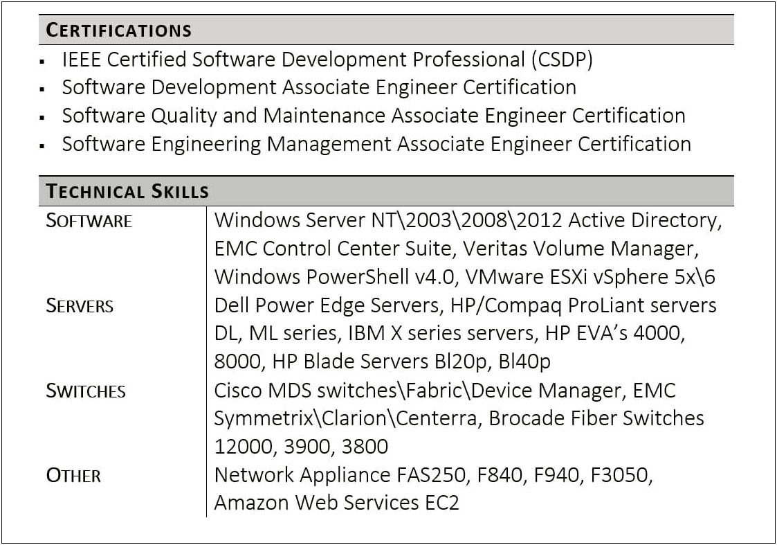 Technical Skillls To Put On A Resume