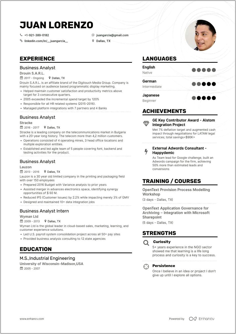 Technical Skills For Business Analyst Resume