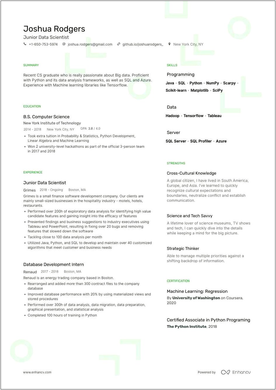 Technical Skills Section Of Resume Internship